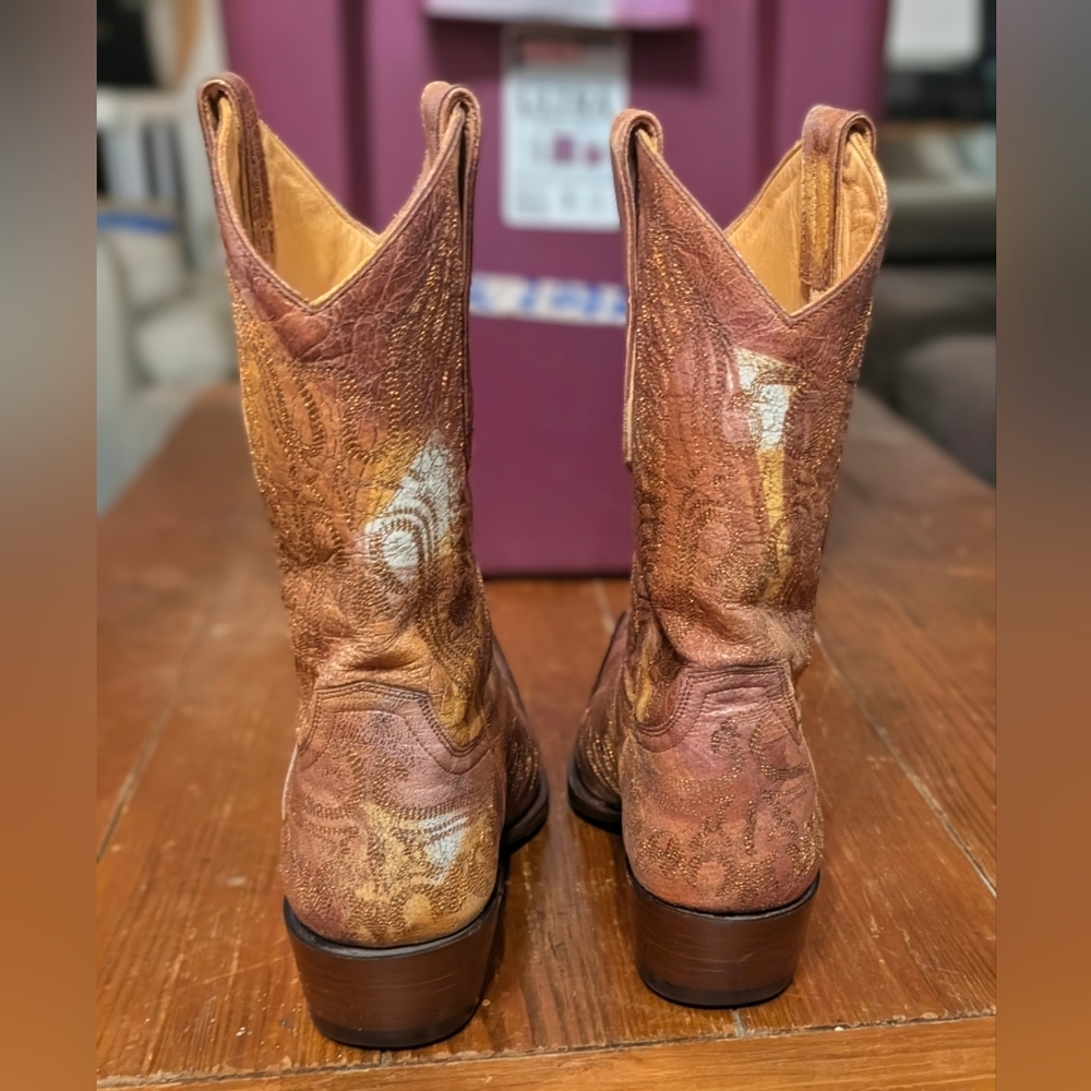 Old Gringo Women's Tan with Gold Detail Leather CowGirl Boots - Picture 6 of 6